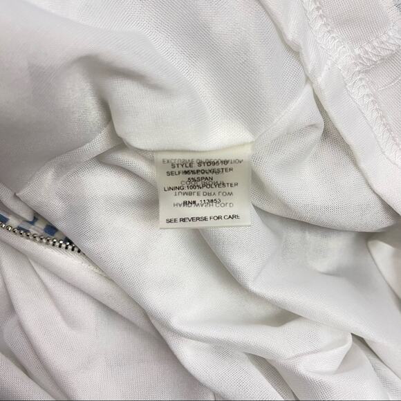 Sleeveless Skater Mini Dress Textured Check Print Blue White Spring Summer Small - Picture 8 of 9